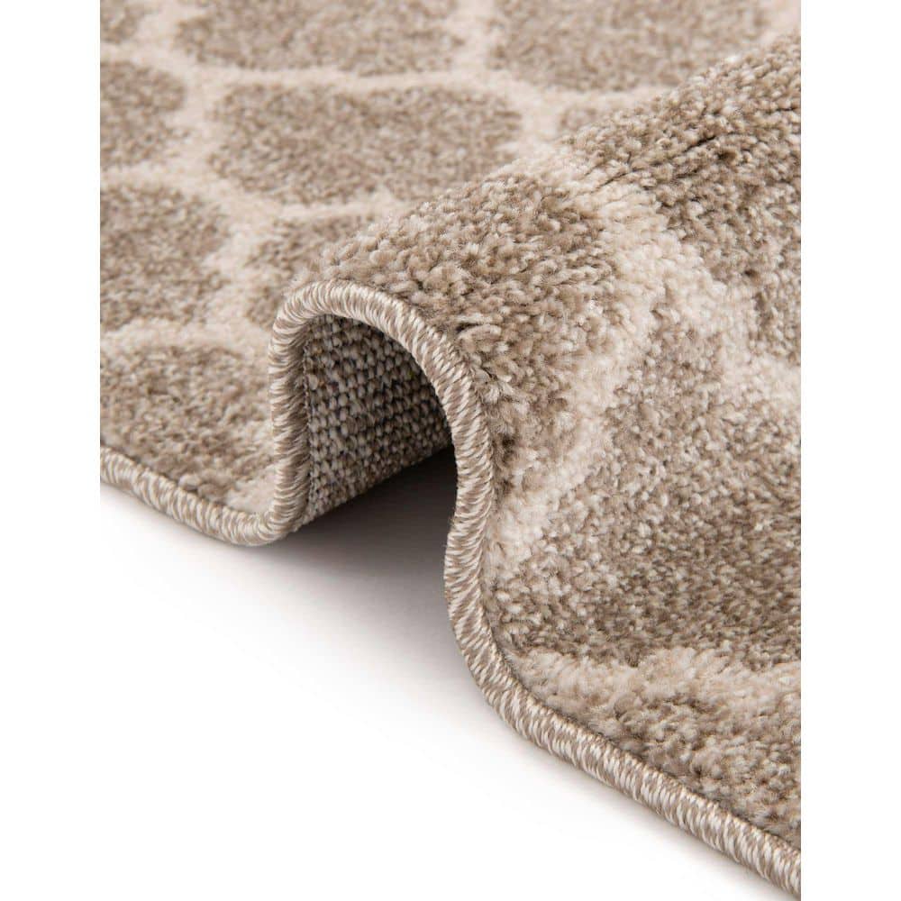 Elegant Trellis Light Brown Indoor Area Rug with Easy Care Features
