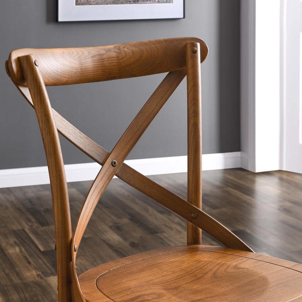 Walnut High Cross Back Upholstered Side Chair