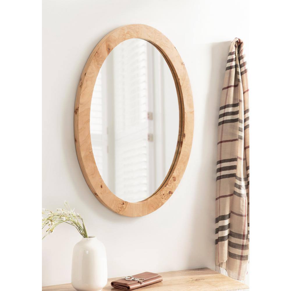 Natural Burlwood Oval Vanity Wall Mirror 22" x 28"