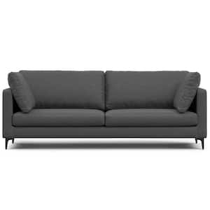 Ava 90 in. Straight Arm Tightly Woven Performance Fabric Rectangle Sofa in. Pebble Grey