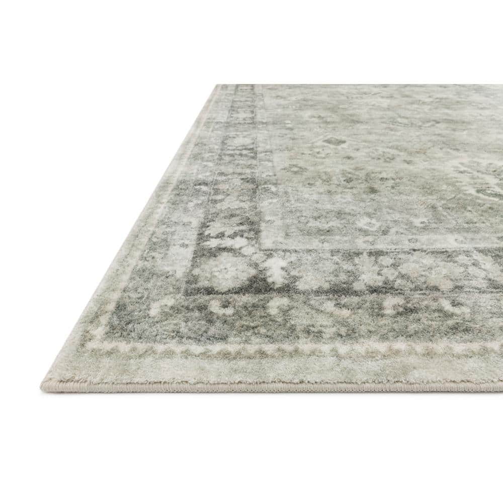 Rosette Gray and Beige Synthetic Oriental Area Rug