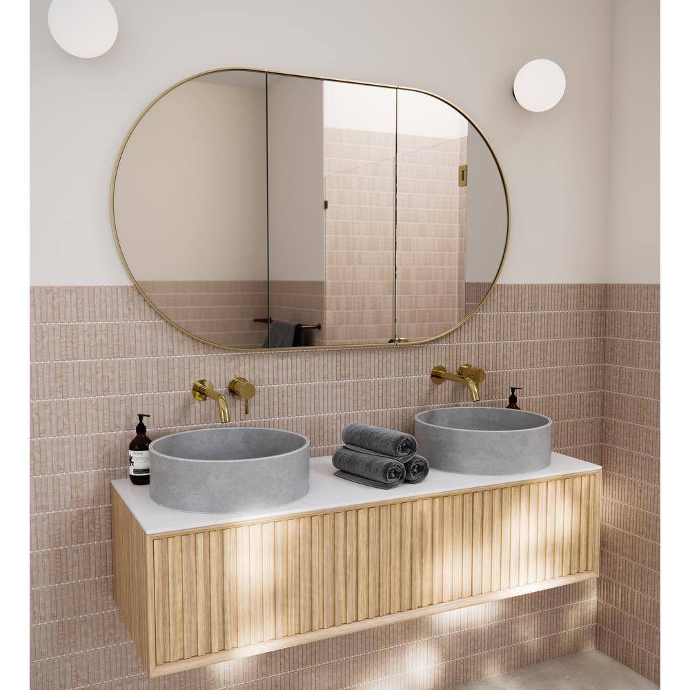 Satin Brass Recessed Medicine Cabinet with Adjustable Shelves