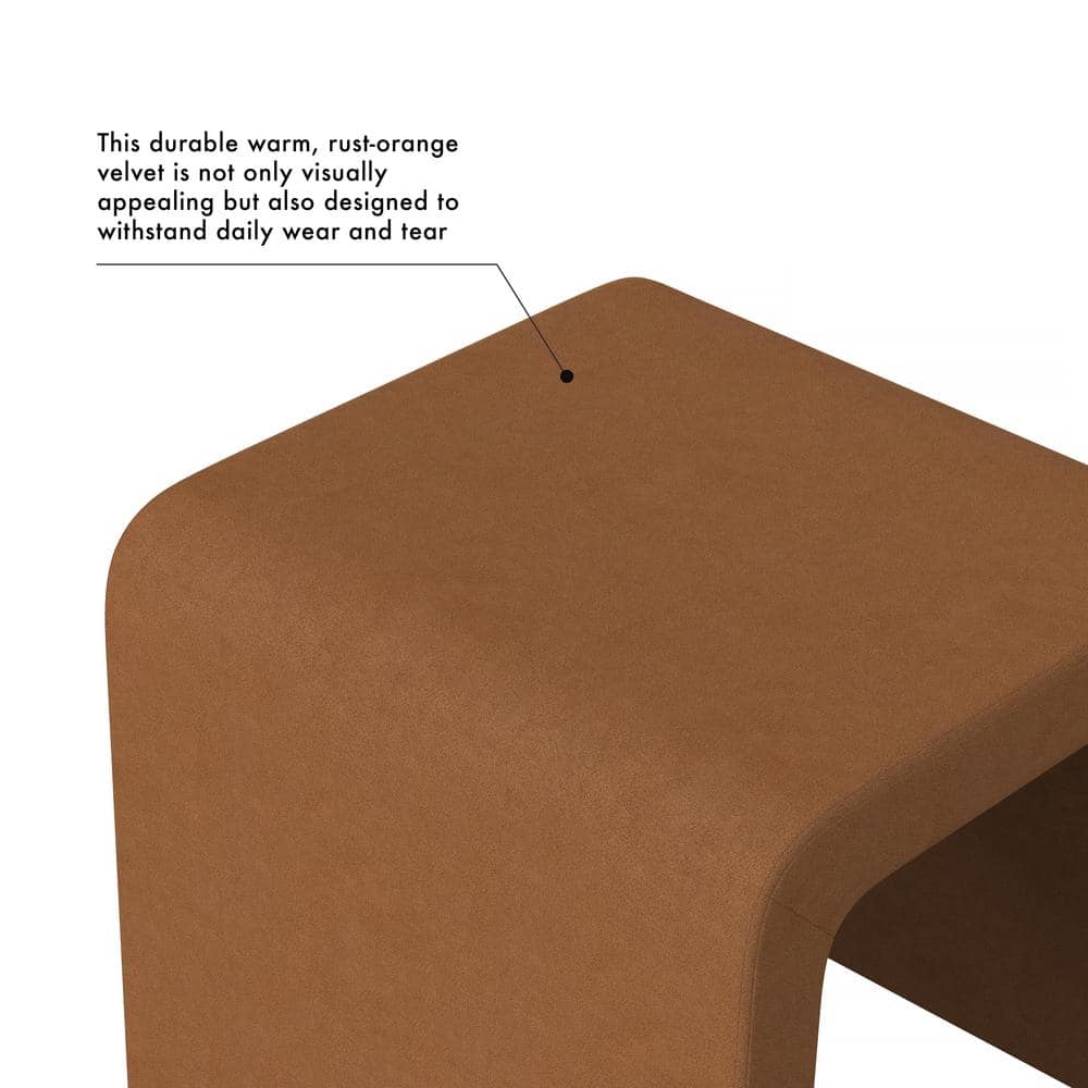Rust Velvet Arch Ottoman with Cushioned Top