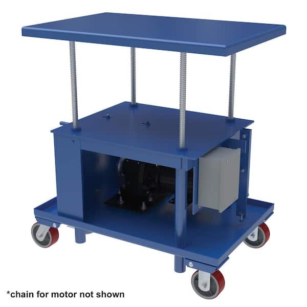 Vestil 2000 lbs. Capacity 30 in. x 48 in. Blue Steel AC Powered High Profile Post Table
