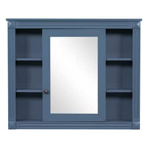 7.1 in. W x 28.7 in. H Rectangular MDF Medicine Cabinet with Mirror Blue