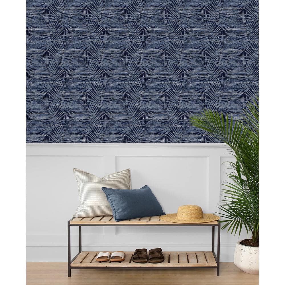 Indigo Vinyl Peel and Stick Tropical Wallpaper Roll