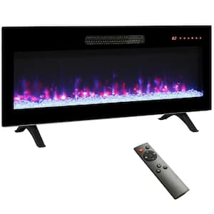 36 in. Wall Mounted Electric Fireplace Recessed Ultra Thin Tempered Glass Front Heater with Remote and Multi-Color Flame