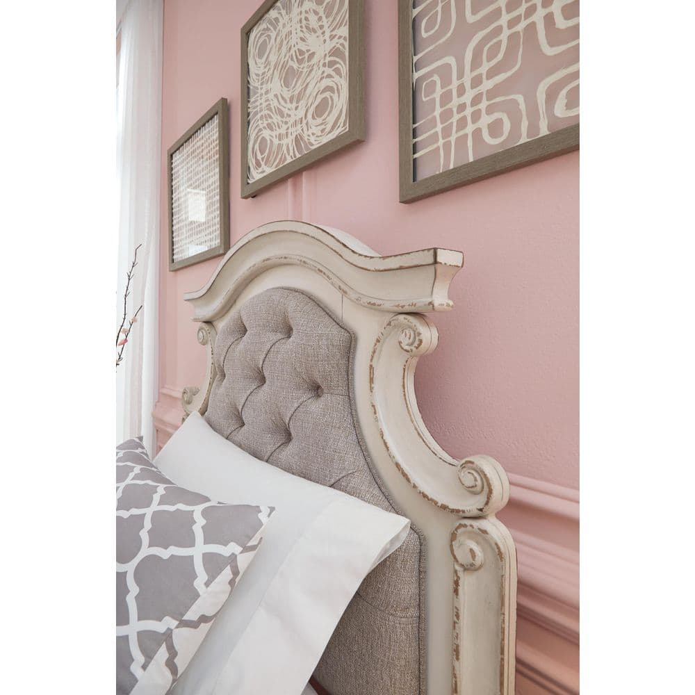 Twin Beige Tufted Upholstered Wood Panel Headboard
