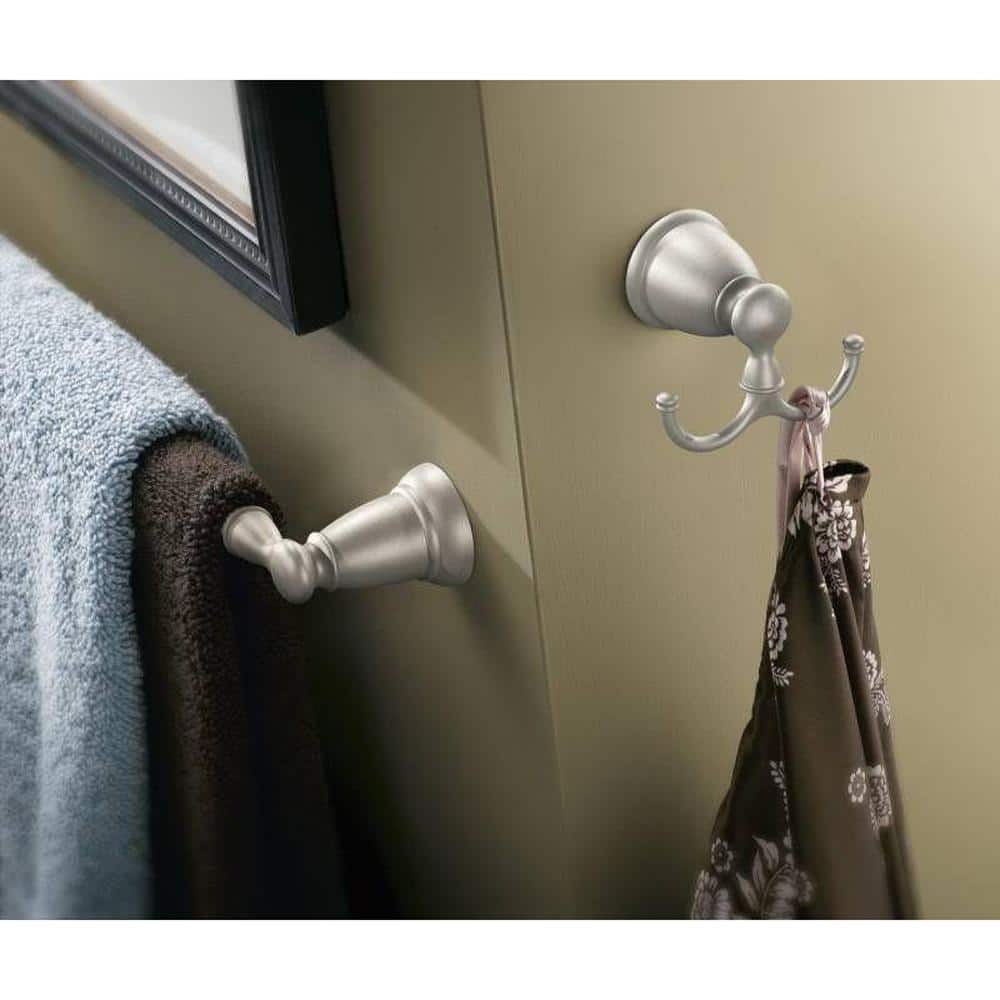 Moen Brushed Nickel Double Robe Hook with 30 lb Capacity