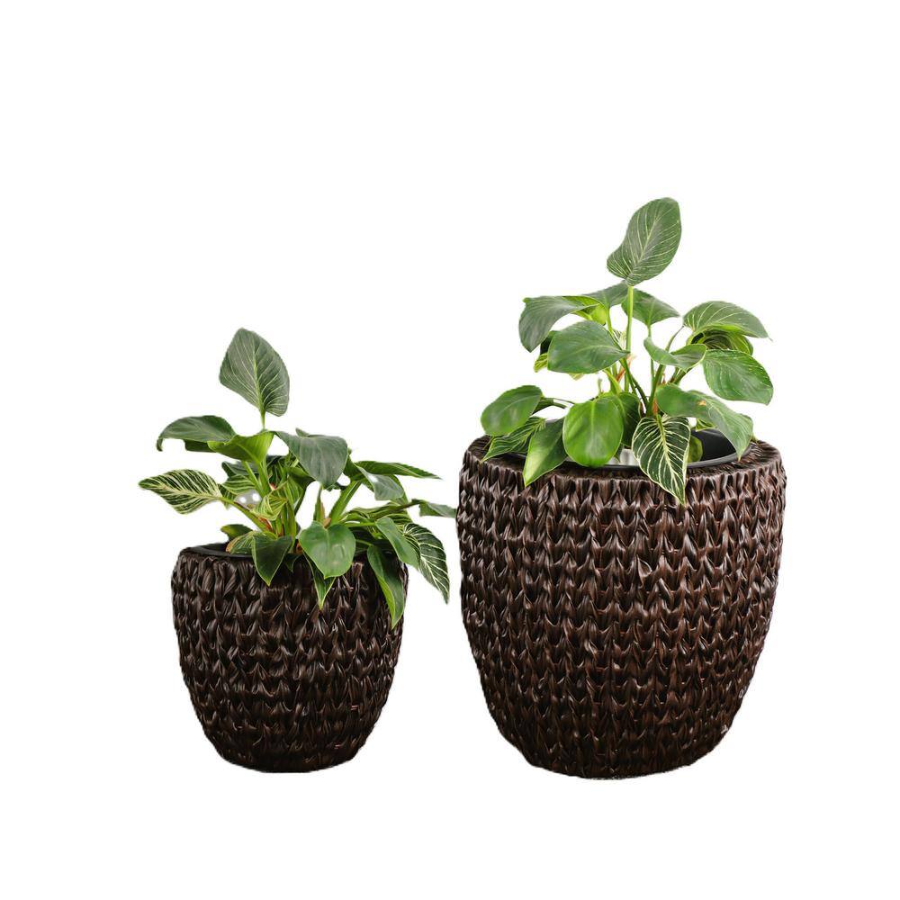 Eden Grace Round All-Weather Wicker Planter Outdoors Patio Herb Garden Furn