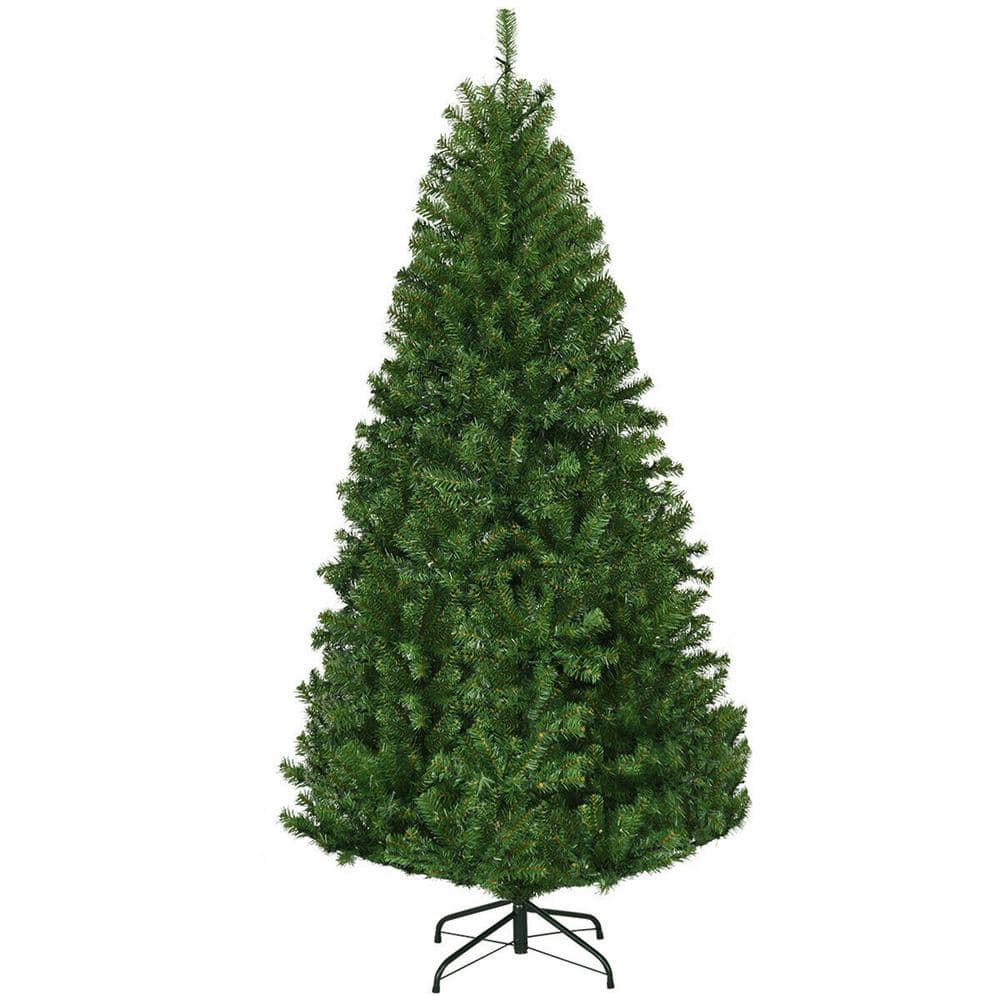 Gymax 6 ft. Pre-Lit Hinged Artificial Tree Artificial Christmas Tree with Metal Stand LED Lights