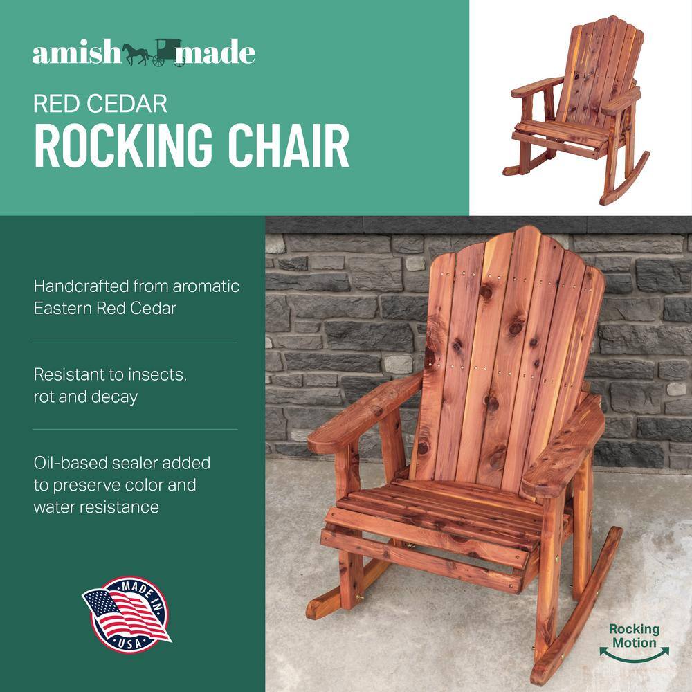 Natural Cedar Adirondack Rocking Chair with Armrests