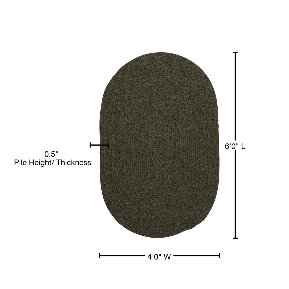 Olive Braided Oval 4' x 6' Wool Blend Rug