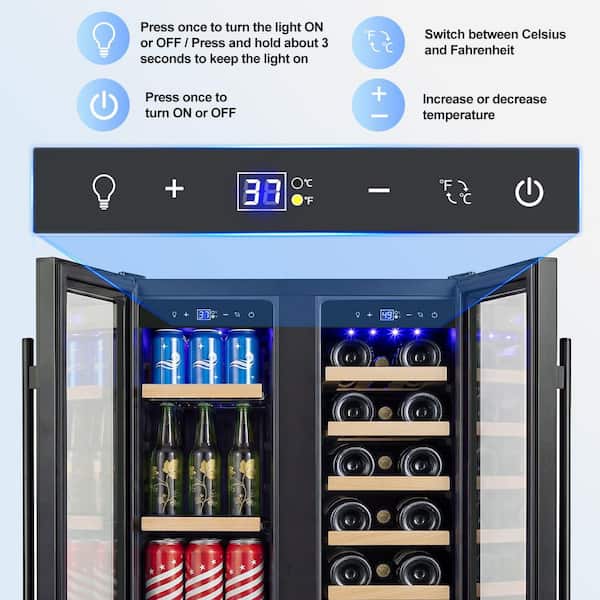 Nipus 23.4 in. Dual Zone 20-Bottle and 80 Plus Cans Beverage and
