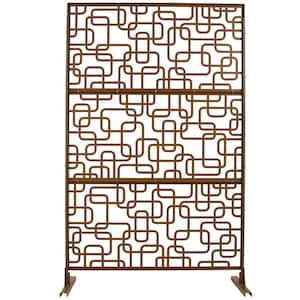 6.3 ft. H x 4 ft. W Brown Metal Privacy Screen Freestanding Decorative Privacy Fence Panels for Garden (3 Panels)