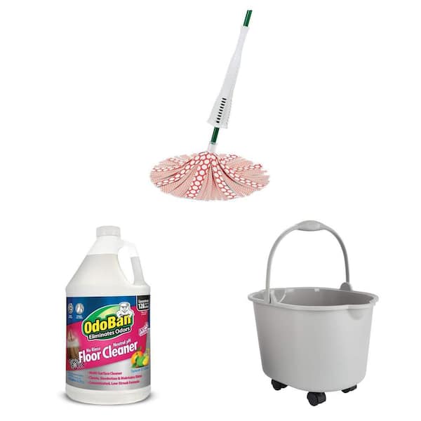 Wonder Microfiber Wet Mop with Wringer, 1 Gal. pH Floor Cleaner, and 20 qt. Rolling Bucket Combo