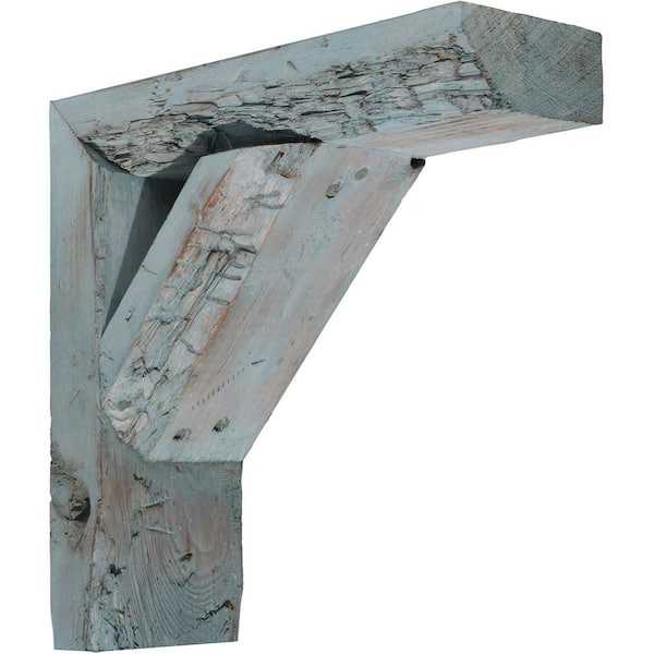 Ekena Millwork Barnwood Decor Collection 3-1/2 in. W x 8 in. D x 12 in. H Driftwood Blue Vintage Farmhouse Bracket (2-Pack)