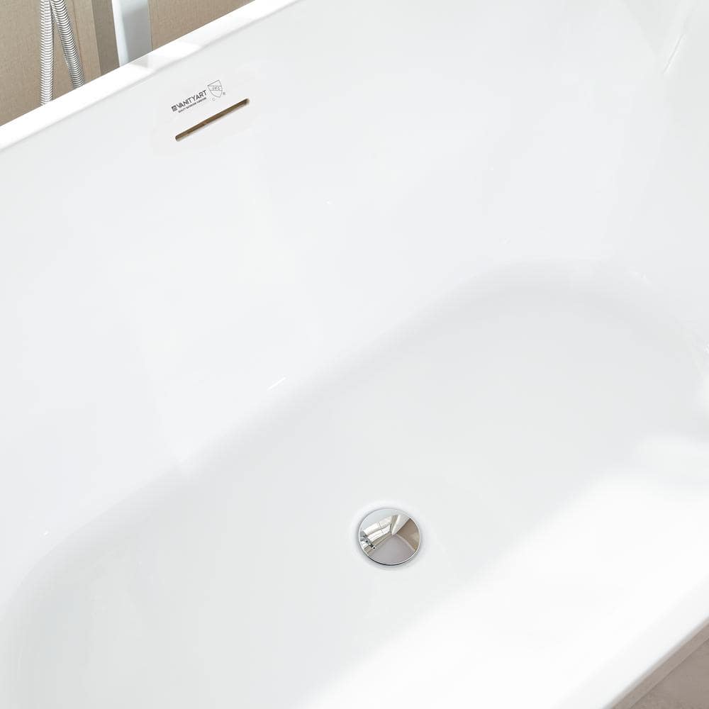 54" White Acrylic Freestanding Soaking Bathtub