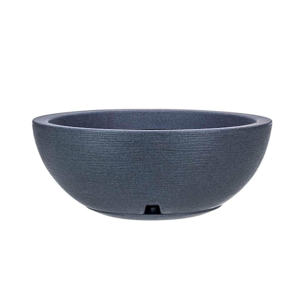 FLORIDIS Amsterdan Large Dark Grey Plastic Resin Indoor and Outdoor Planter Bowl
