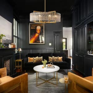 26 in 6-Light Gold Semi Flush Mount Gold Modern Chandelier for Living Room