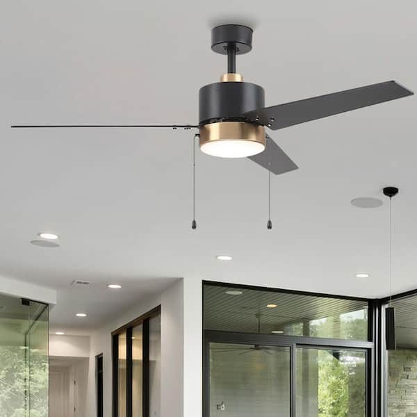 Dulac 52 in. Integrated LED Indoor Black Ceiling Fan with Light Kit and Pull Chain