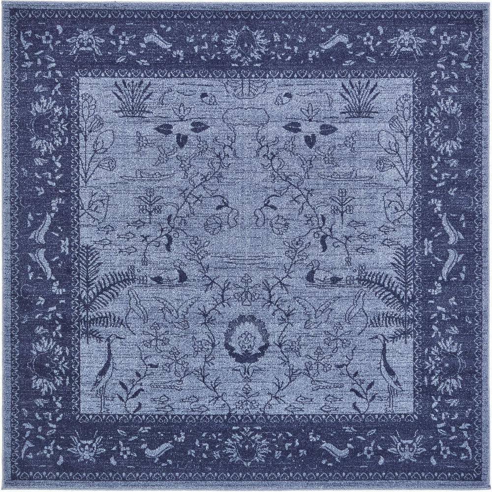 La Jolla Floral Blue 6' 0 x 6' 0 Square Rug price history on PriceWatchPro