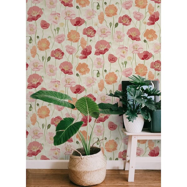 Adelia Pastel Pink Peel and Stick Wallpaper