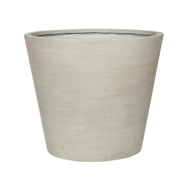 PotteryPots 22.83 in. L Beige Washed Ficonstone Indoor/Outdoor Bucket Large Planter, Plant Pots, Flower Pots, Modern Planter