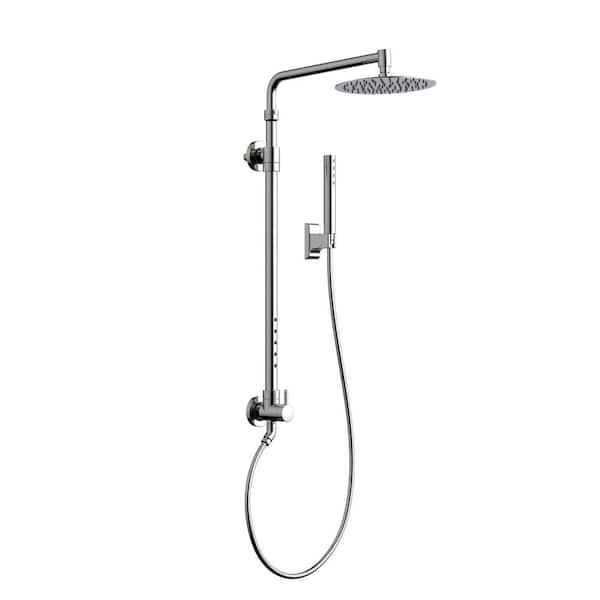 PULSE Showerspas Atlantis 1-Spray Setting 2.5 GPM Wall Mounted 10 in. Fixed and Handheld Shower Head with Body Jets in Chrome
