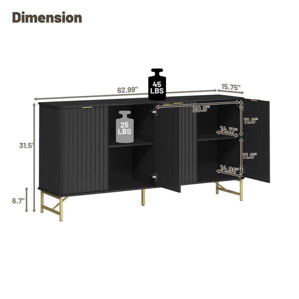 Clihome 15.75-in W x 31-in H Mdf Black Freestanding Utility Storage Cabinet