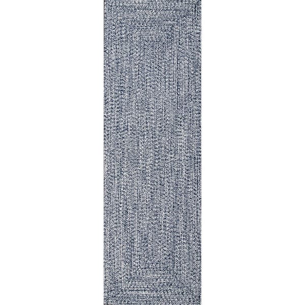 nuLOOM Lefebvre Casual Braided Light Blue 3 ft. x 12 ft. Indoor/Outdoor Runner Patio Rug