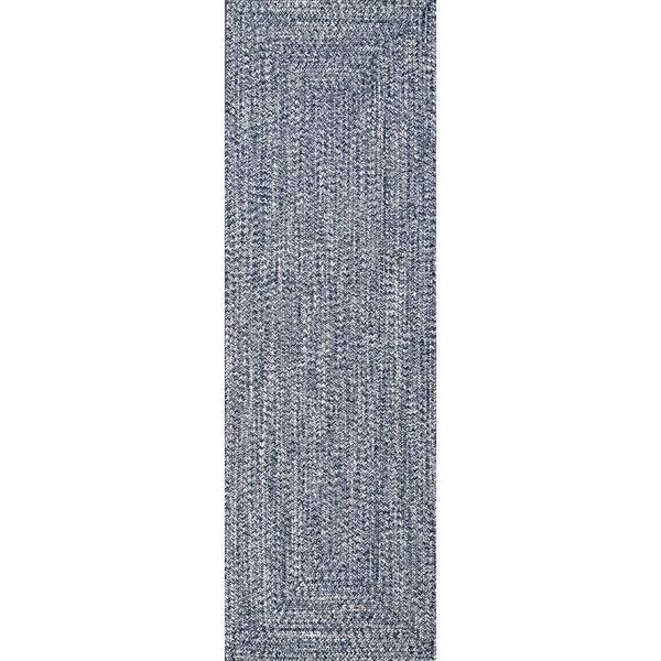 nuLOOM Lefebvre Casual Braided Light Blue 3 ft. x 14 ft. Indoor/Outdoor Runner Patio Rug