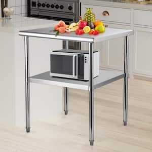 Stainless Steel Prep Table 30 x 30 x 36 in. Heavy Duty Metal Worktable 800 lbs. Load Capacity Kitchen Prep Table,Silver