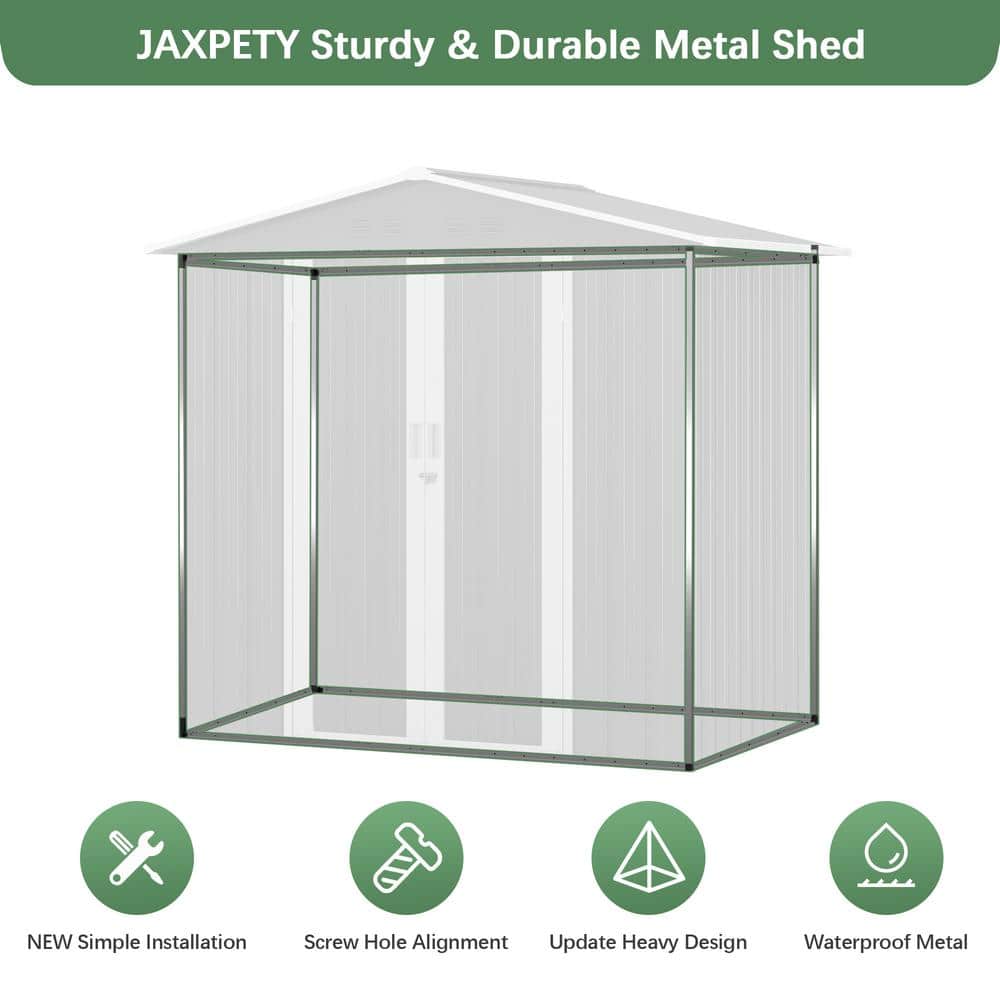 6' x 4' Black Steel Outdoor Storage Shed with Double Doors