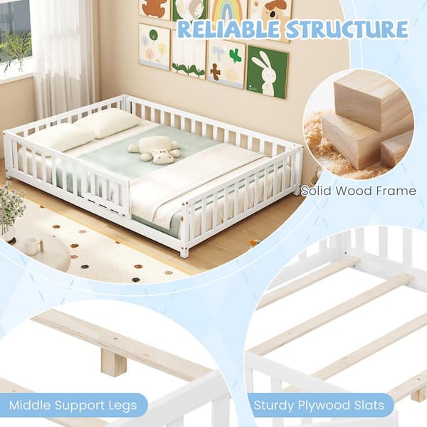 Gymax Full Size Floor Bed Montessori Bed Frame with Full-length