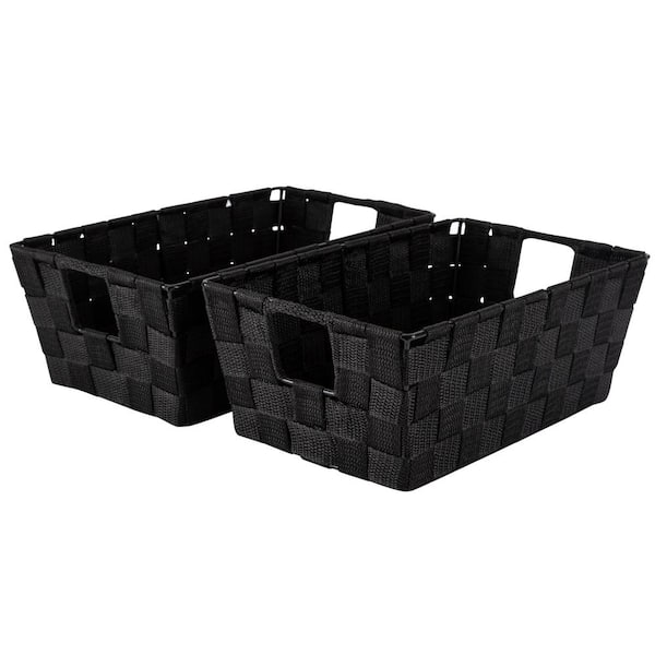 SIMPLIFY Black Small Woven Strap Shelf Cube Storage Bin (2-Pack)