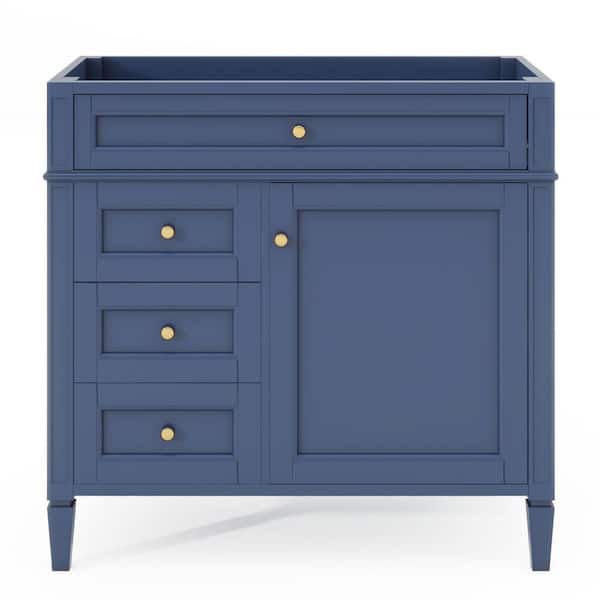 EPOWP 36 in. W x 18 in. D x 33 in. H Bath Vanity Cabinet without Top in Blue with 2-Drawers and a Tip-out Drawer
