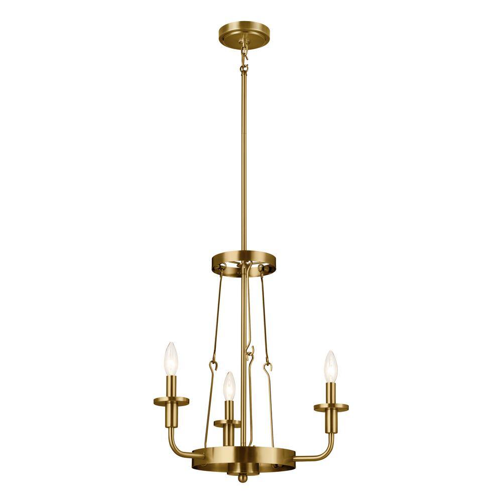 Natural Brass Mini Chandelier with Opal Glass Shades