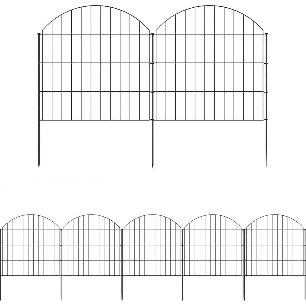 28 in. Metal Garden Fence 11.7 ft. 5 Panels w/6 Stakes Rustproof Animal Barrier No Dig Yard Flower Bed in Black Finish price history on PriceWatchPro