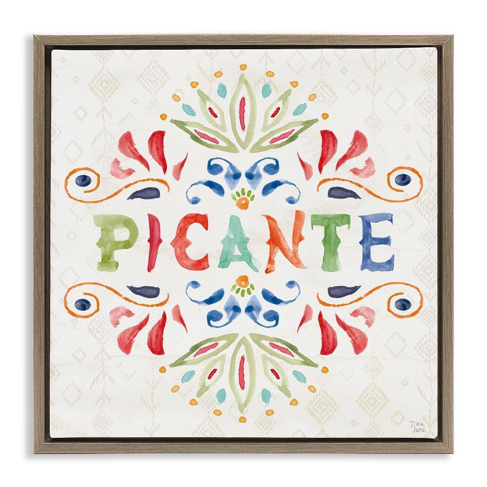 Picante with Pattern by Dina June Brown Floater Frame Typography Graphic Art Print 18 in. x 18 in. price history on PriceWatchPro