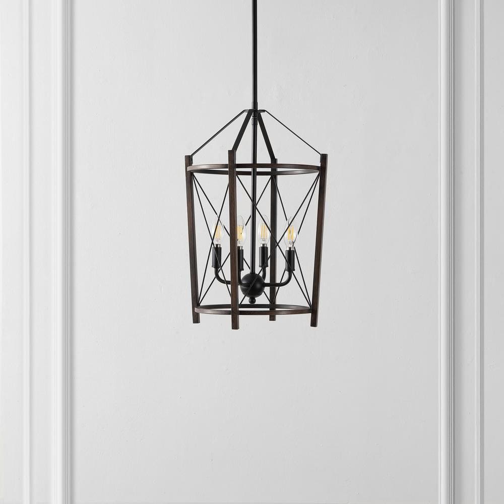 Peltier 4-Light Black and Brown LED Pendant Light