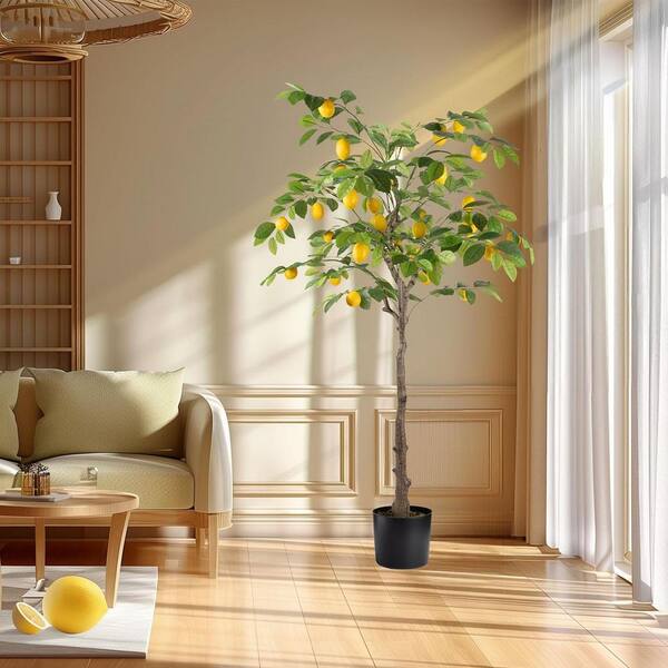 60 in. Artificial Lemon Tree in Pot Green Indoor Faux Lemon Fruit Plant  Realistic Leaves for Home Office Decor 59C1124D1528 - The Home Depot