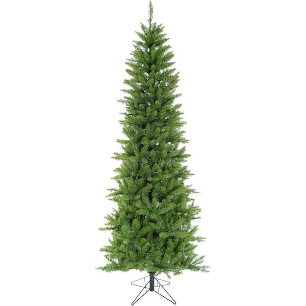 Christmas Time 6.5-ft. Pre Lit Winter Wonderland Slim Green Artificial Christmas Tree with EZ Connect Multi Color LED Lights, Stand