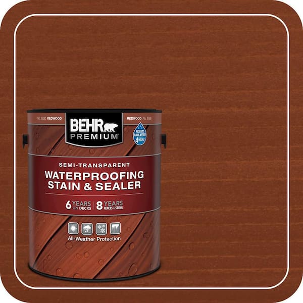 1 gal. #ST-330 Redwood Semi-Transparent Waterproofing Exterior Wood Stain and Sealer