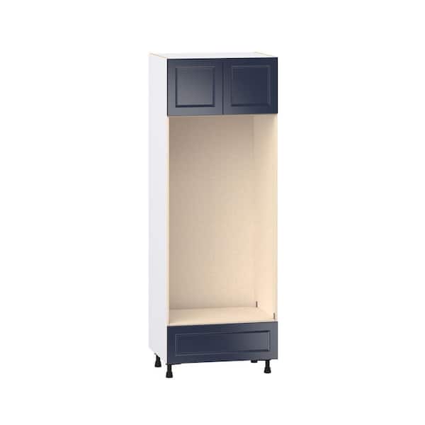 Laramie 30 in. W x 24 in. D x 84.5 in. H Assembled Double Oven Kitchen Cabinet in Painted Blue with Drawer