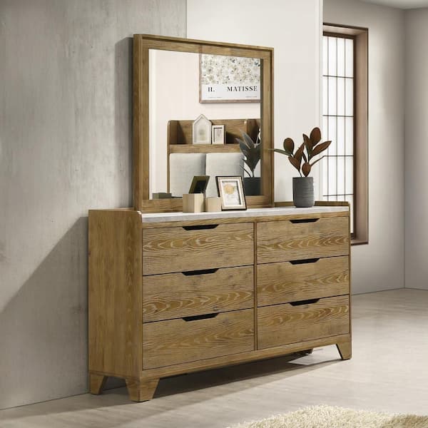Lennon Light Aspen Brown 6 Drawer 59 in. Dresser