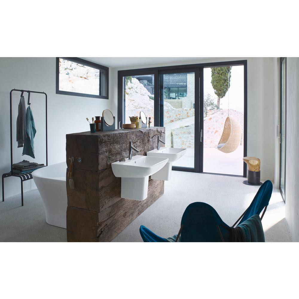 Starck Modern 24" White Ceramic Wall-Mount Bathroom Sink