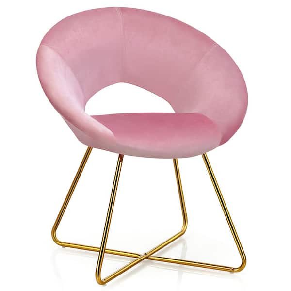 Costway Pink Velvet Cross-Shaped Side Chair