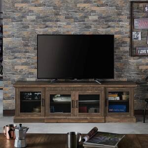 Ziv 69 in. Reclaimed Oak Particle Board TV Stand Fits TVs Up to 78 in. with Storage Doors