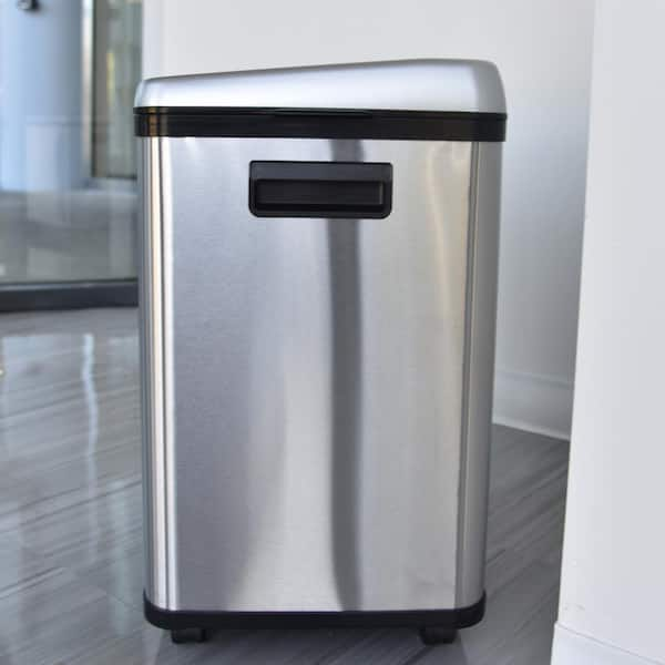 Halo 13-Gallons Stainless Steel Kitchen Trash Can with Lid Indoor in the Trash  Cans department at